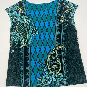 NWT Bob Mackie Diamond Paisley Placement Print Knit Wearable Art Top Size Small